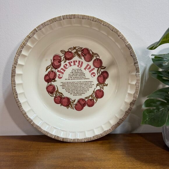 Vintage Ironstone Cherry Pie Plate Ceramic Royal China Made in USA Ohio Country - Picture 1 of 7